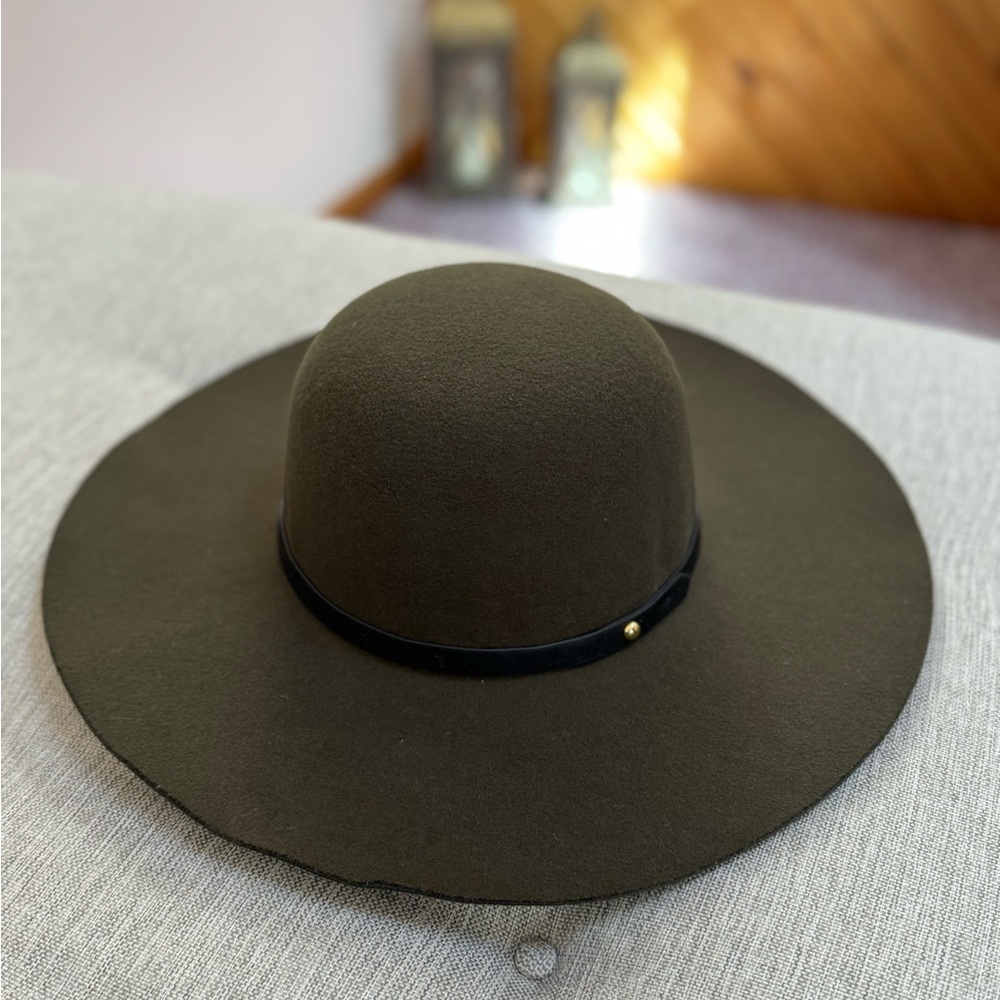 Olive Green Polyester Wide Brim Hat